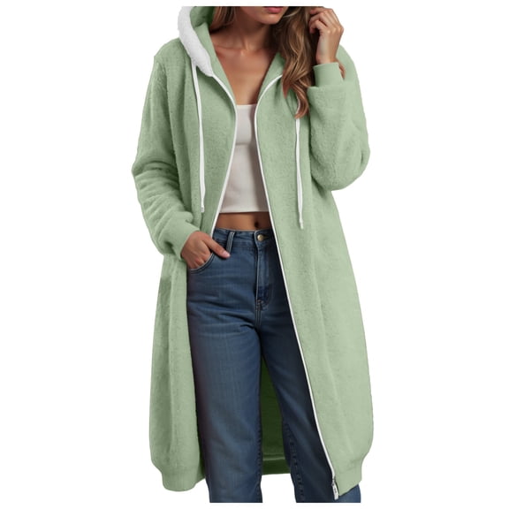 GEWSEY Zip Up Hoodies for Women Oversized Fleece Long Pullover Hooded Sweatshirts Casual Long Sleeve Fall Jackets Coat 2025 (Light Green, M)