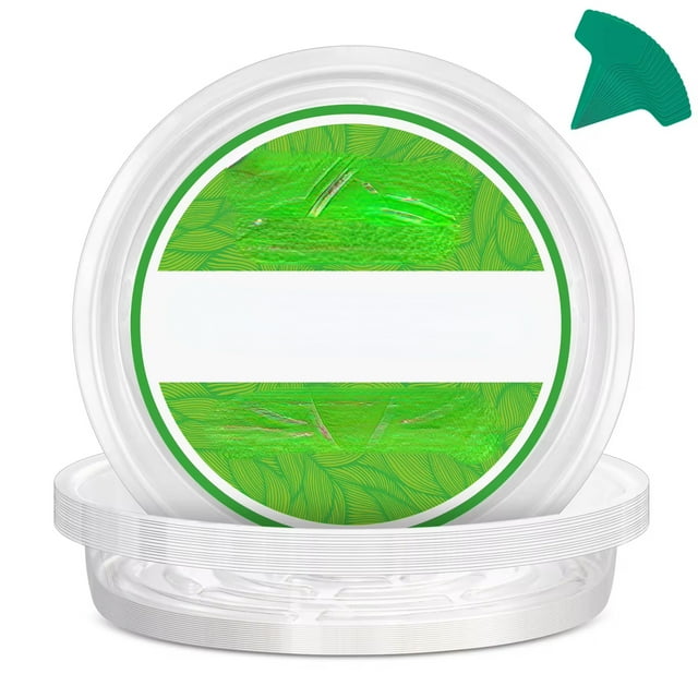 GEWUSH 15 Packs Clear Plant Saucers Flower Pot Trays with 15 Pcs Plant