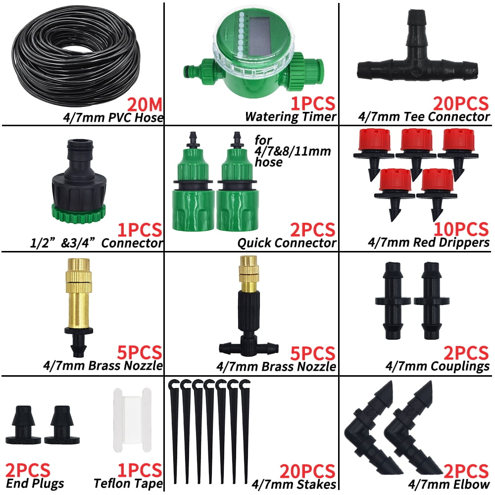 GEWUSH 550M Garden Micro Drip Irrigation Automatic Watering System Kit