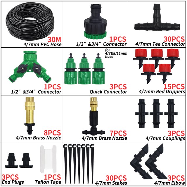 GEWUSH 550M Garden Micro Drip Irrigation Automatic Watering System Kit