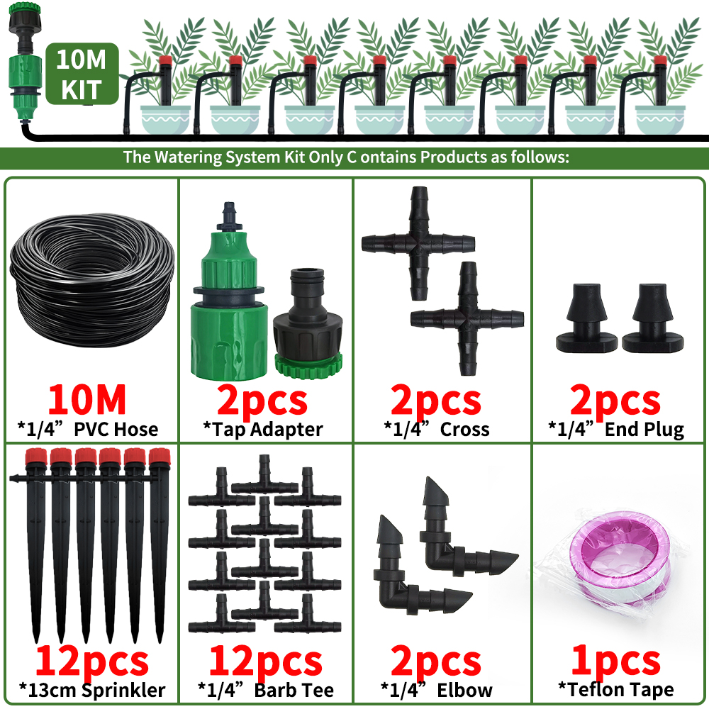 GEWUSH Garden Drip Irrigation Automatic Watering System Kit 1/4‘‘ 13CM