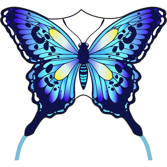 GEX 2022 Style 55" Emperor Large Butterfly Kite for Kids and Adults Easy to Fly Beginners Single Line String with Tail for Beach Trip Park Outdoor Activities Blue
