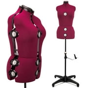 GEX Burgundy Female Fabric Adjustable Mannequin Dress Form for Sewing Women's Mannequin Body Torso with Stand Large