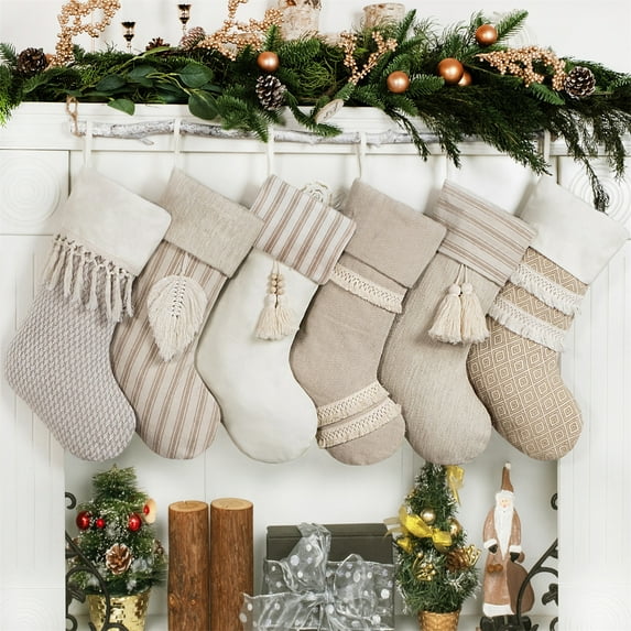 GEX Christmas Stockings Custom Name for Family 20" Large Rustic Farmhouse Country Xmas Stockings Fireplace Decorations Hanging Ornament (1 Pack)
