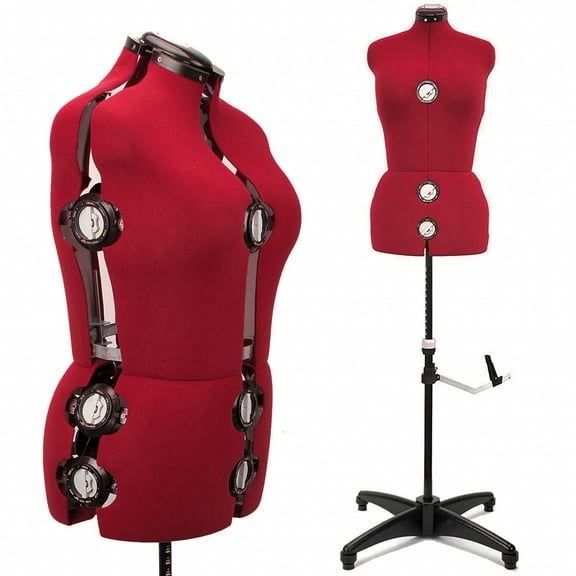 GEX Red Female Fabric Adjustable Mannequin Dress Form for Sewing Women's Mannequin Body Torso with Stand Medium