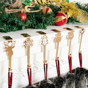 GEX Skid proof Christmas Stocking Holder Hook Hanger Fireplace Metal Decor Funny Design Gold Set of 6