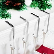 GEX Skid proof Christmas Stocking Holder Hook Hanger Fireplace Metal Decor Silver Set of 4