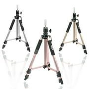GEX WORLDWIDE GEX Upgraded Heavy Duty Canvas Block Head Tripod Cosmetology Training Doll Head Stand Mannequin Manikin Head Tripod Wig Stand With Travel Bag (Rose Gold(Version 2.0))