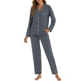 thumbnail image 1 of GEX Womens Bamboo Viscose Pajamas Super Buttery Soft 2 Piece PJ Set Button Long Sleeve Sleepwear Set (Dark Gray M), 1 of 6