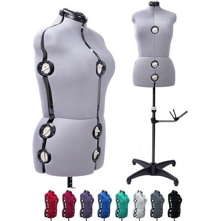 GEX Worldwide 70'' Gray Female Fabric Adjustable Mannequin Dress Form for Sewing Women's Mannequin Body Torso with Stand Medium
