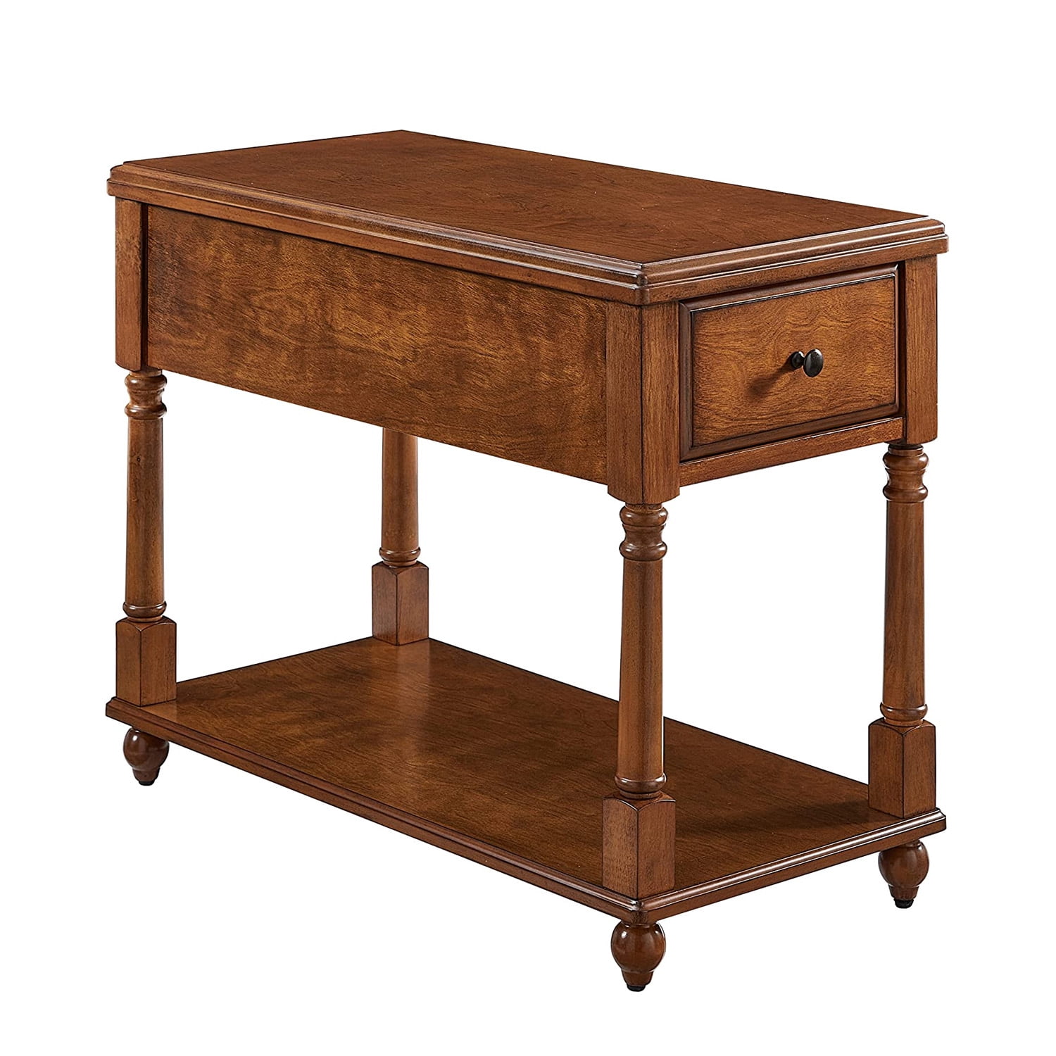 GEXPUSM Living Room End Tables with Drawer, Small Side Table with Storage Shelves, Solid Wood