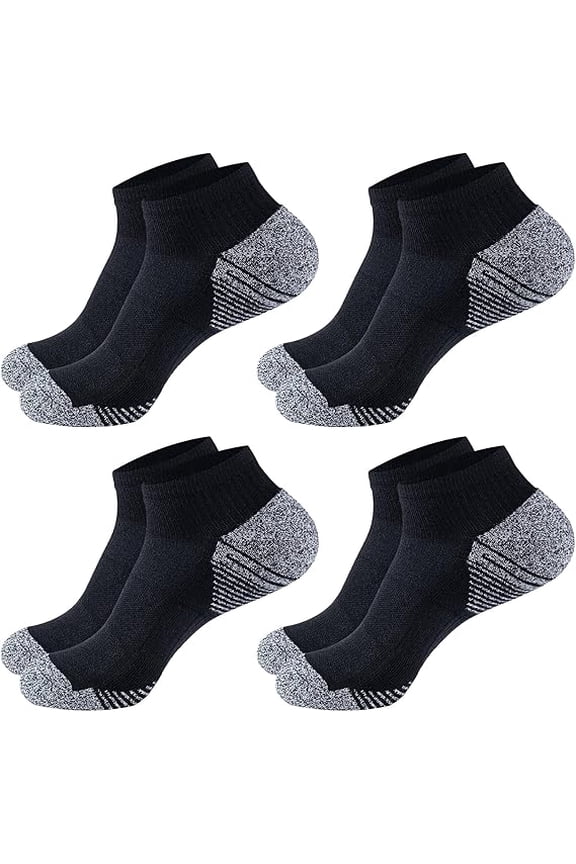 2026 Ordor Resist Bamboo Viscose Thick Unisex Ankle Socks – Cushioned, Anti-Blister, Breathable Athletic & Casual, M&L 4-Pairs Black