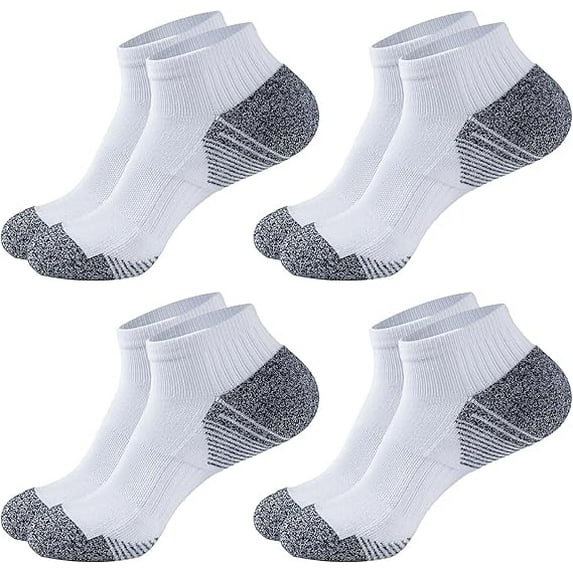 GEXWORLDWIDE 2026 Ordor Resist Bamboo Viscose Thick Unisex Ankle Socks – Cushioned, Anti-Blister, Breathable Athletic & Casual, M&L 4-Pairs White
