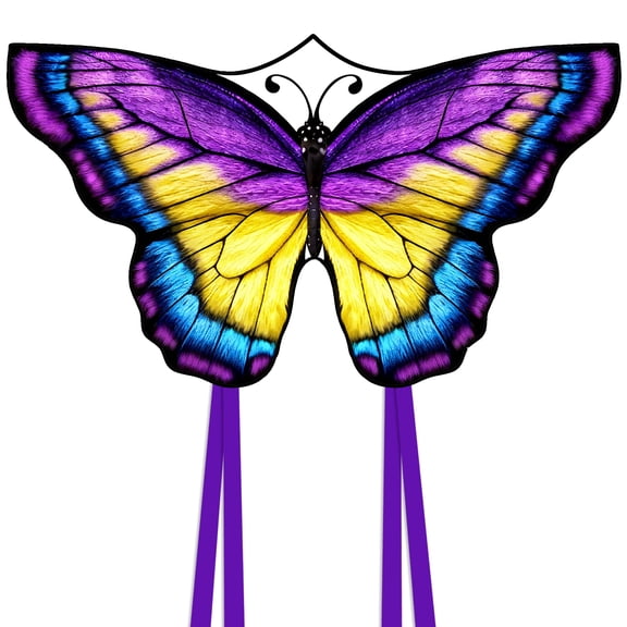 GEXWORLDWIDE 55" Butterfly Huge Kite for Kids and Adults 157" Tail Purple  Butterfly Kite Nylon Outdoor Kite