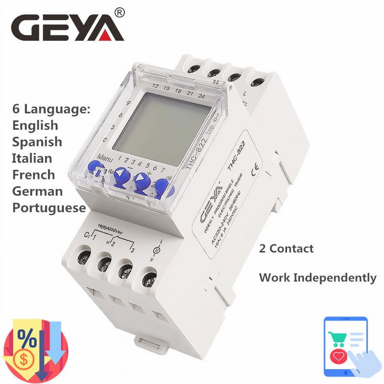 GEYA THC822 Conversational Programmable Timer 2Channel Changeover