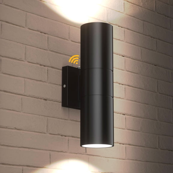 GEYANG Dusk to Dawn Outdoor Wall Lights , Integrated LED Cylinder Up Down 12W 2700K Modern Aluminum Light, Waterproof Exterior Light for Porch Patio Door