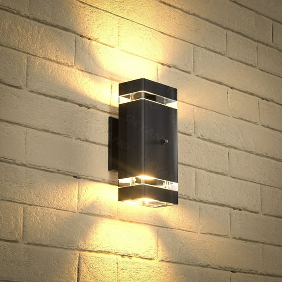 GEYANG outdoor lighting from dusk to dawn, square top and bottom outdoor wall lights, aluminum waterproof exterior wall lights, suitable for houses, courtyards, and gardens (excluding light bulbs)
