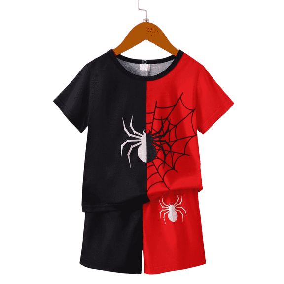 GEYEHUG Boys 2 Pieces Outfits Print Round Neck Short Sleeve Top and Shorts Set