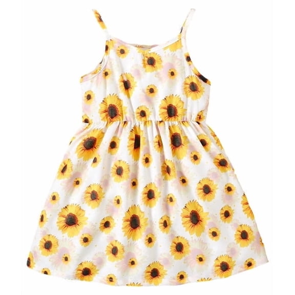 GEYEHUG Girls Summer Dress Spaghetti Strap Sunflower Dresses