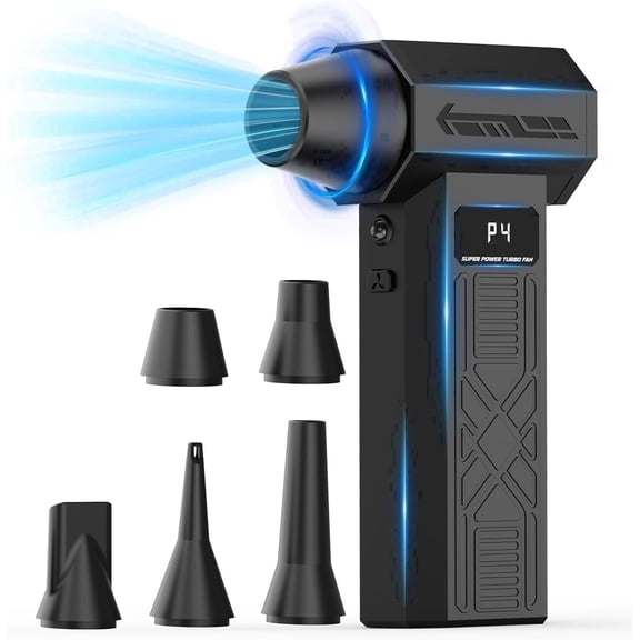 GEYILO Compressed Air Duster 280000 RPM for Electronics, Rechargeable PC Keyboard Cleaner, 4 Speeds