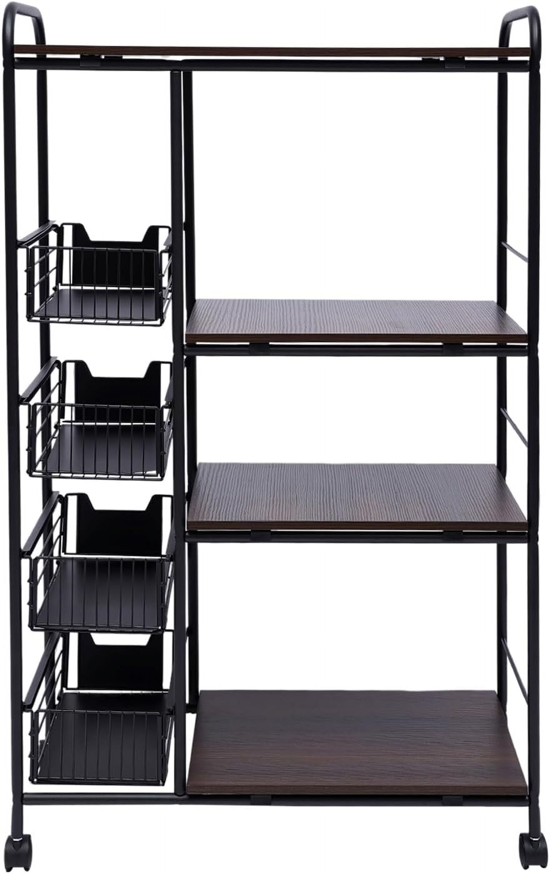 Rooling Produce Racks GEYOPMID 5 Tier Fruit Basket, Kitchen Storage Rack with 4 Wheels ...