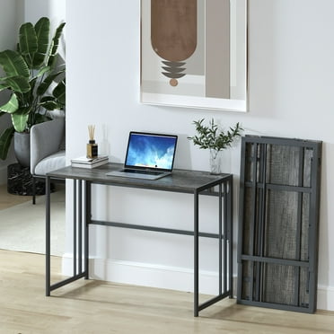 GEZEN 40" Folding Computer Desk,Writing Desk Study Table for Small Spaces,Oak