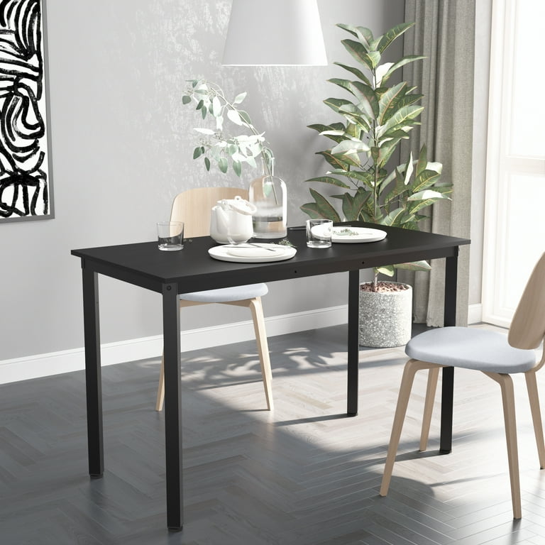 Simple black dining table hot sale