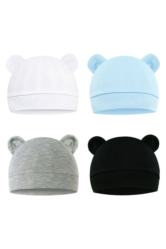 4 Pieces Baby Beanie Toddler Soft Cute Knit Hat Hospital Hats for Baby Boys Cap Beanies for 0-6 Months