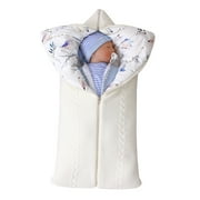 GEZHEN Baby Envelope Type Thickened Zipper Anti Kicking Knitted Sleeping Bag Outdoor Baby Stroller Sleeping Bag Stroller Cartoon Bag Sleeping Warm Swaddle Knitt Wrap Hooded Baby Winter Baby Care