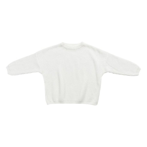 GEZHEN Baby Girl Solid Knit Sweater Boy Cotton Long Sleeve Pullover Top Fall Winter Clothes Casual Loose Crewneck Sweater (White,3 Years)