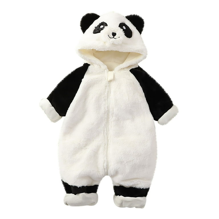 GEZHEN Baby Panda Onesie Rabbit Hair Double Layer Baby Hooded