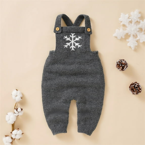 GEZHEN Baby Snowflake Knit Sling Romper Sweater Sweaters for Toddler Girls Newborn Infant Baby Knit Romper Cotton Sleeveless Boy Girl Snow Sweater Clothes Baby Jumpsuit 1 Outfits