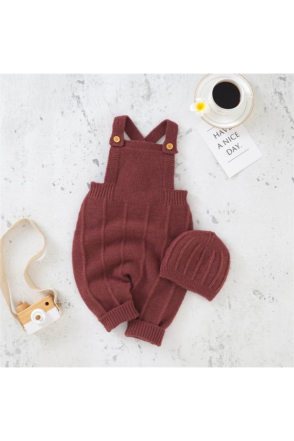 Baby Sweater Knitted Romper and Hat Set Sweaters for Toddler Girls Newborn Infant Baby Knit Romper Cotton Sleeveless Boy Girl Sweater Clothes Baby Bodysuit with Cute Hat Set