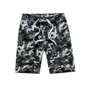 GEZHEN Camouflage Cartoon Graphics Prints Short Beach Kids Girls Bathing Suit Toddler Swim Shorts Boys Swimming Pull On Trunks Swimsuit Boys Swimwear Elastic Waist Sweatpants (Gray,10-11 Years)