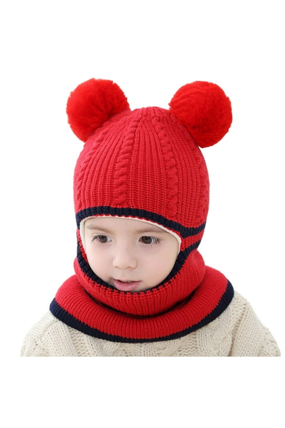 Children's Balaclava Hat Knitted Thickened Warm Windproof Ski Riding Mask Hat Windproof Hat Thick Baby Caps Warm Ski Scarf Hat Kids Hood Knitted Cycling Winter Thermal Earflap Toddler Kids Hat