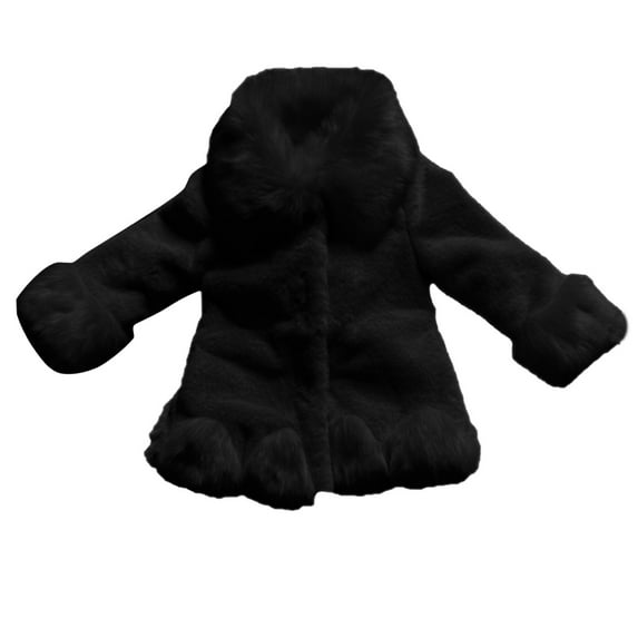 GEZHEN Children's Faux Fur Coat Imitation Mink Fox Hair Thickened Cotton Jacket Toddler Girls Jacket Fall Winter Toddler Kids Fleece Collar Soild Jackets Warm Woolen Jacket Coats
