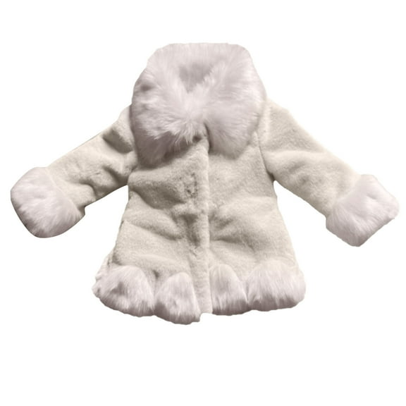 GEZHEN Children's Faux Fur Coat Imitation Mink Fox Hair Thickened Cotton Jacket Toddler Girls Jacket Fall Winter Toddler Kids Fleece Collar Soild Jackets Warm Woolen Jacket Coats