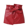 thumbnail image 1 of GEZHEN Children's Girls Leather PU Leather Skirt Outer Wear Four Colors Toddler Girls Winter Autumn PU Skirt Fashion Outwear for Babys Clothes Bow Tie Solid Colour Black Red Green Brown, 1 of 6