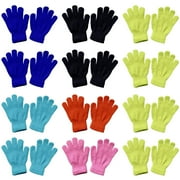 GEZHEN Children's Gloves 12 Pairs Winter Gloves for Kids Stretchy Warm Bulk Pack Boys Girls Children