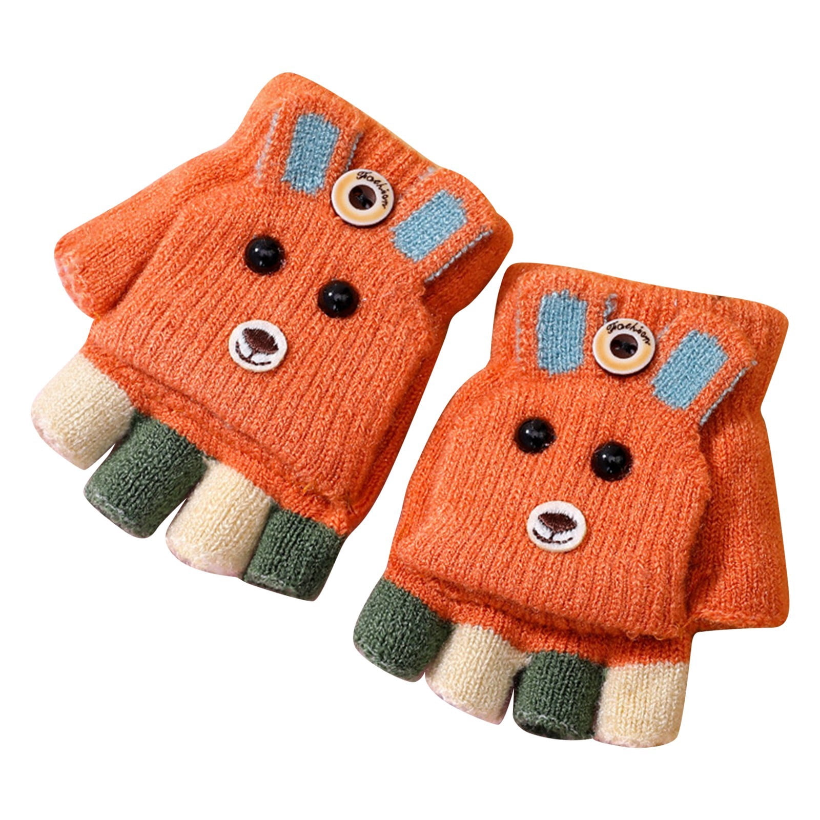 4 Pairs Kids Winter Convertible Gloves - Warm Flip Top Mittens For Toddlers & Children Ages 3-8