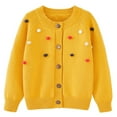 GEZHEN Children's Handmade Colorful Balls Knitted Cardigan Girls Cotton