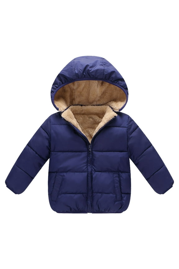 Autumn/Winter Preschool Girls/Boys Hooded Removable Hat Down Filled Jacket 2 7 Years Old Long Sleeve Lightweight Jacket (Dark Blue,4-5 Years)