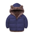 thumbnail image 1 of GEZHEN Children's Long Sleeved Lambswool Double Sided Wear Thickened Cotton Coat Bear Ears Hooded Pocketless Warm down Jacket Toddler Boys Girls Winter Two Fleece Thicken Windproof Zipper Outwear, 1 of 9