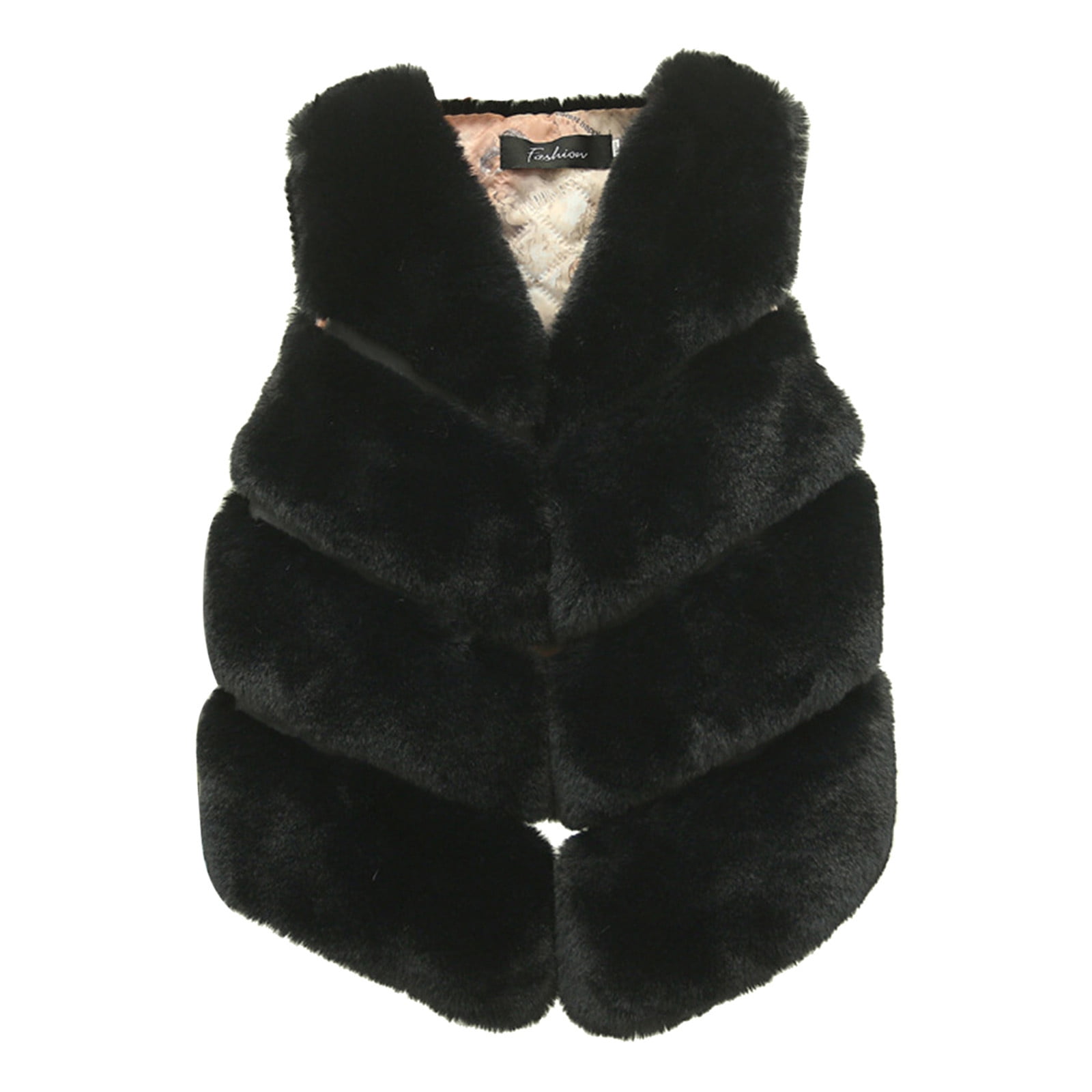 Kids black fur gilet new arrivals