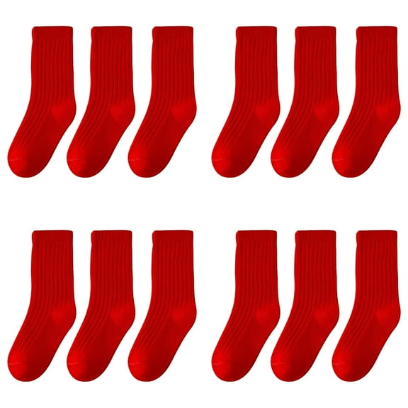 GEZHEN Children's Socks Festive Double Pin Red Socks for Boys and Girls Baby Tube Socks New Year 3 Pairs Lightweight Stretch Crew Socks Cushioned Ankle In Spring,Fall and Winter (3-5 Years,Red)
