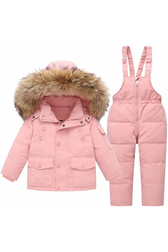 Children's Two-Piece Warm Ski Suit Toddler Girls Snowsuit Kids 2 Snowsuit Toddler Baby Boys Girls Winter Wear Down Jacket Ski Jacket & Snow Bib Pants Ski Suit 1 6 Years