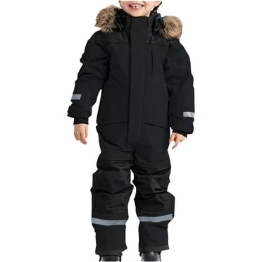 GEZHEN Children's Windproof Waterproof Thickened Luminous One Piece Ski Jacket Snowsuit Boys Suit Thermal Overall Winter Warm Snow with Removable Hood Mud Outdoor Softshell Suit