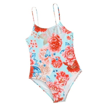 GEZHEN European And American Multi Color Printed One Bikini For Children Beach Swimwear For Girls Quick Dry Cover Up Skirt Swimwear UPF 50+ Suits for Teen