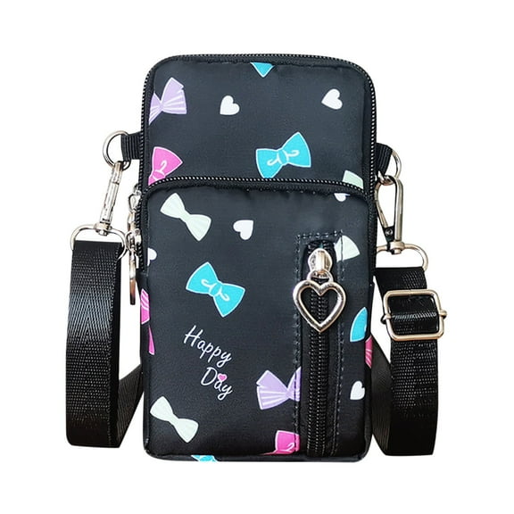 GEZHEN Fashion Watercolor Bowknot Print Ladies Zipper Shoulder Handbag Messenger Bag Mobile Phone Bag Balloon Print Zipper Shoulder Handbag Crossbody Bag Mobile Phone Bag