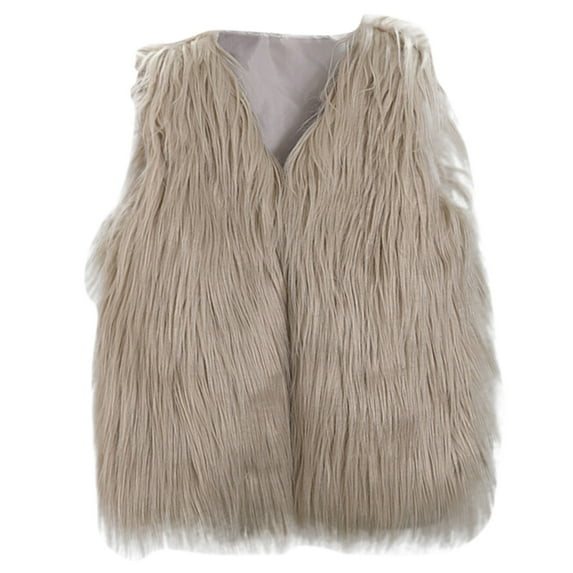 GEZHEN Girl's Faux Fur Sleeveless Jacket Kids Baby Girls Children Winter Faux Coat Jacket Thick Warm Outwear Clothes